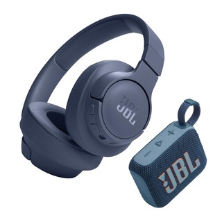 JBLHPBTBLUKT - Tune 720BT Wireless Over Ear Headphones w/ Go 4 Bluetooth Speaker Blue
