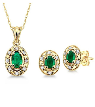 JS819-EM - Diamond & Emerald Set